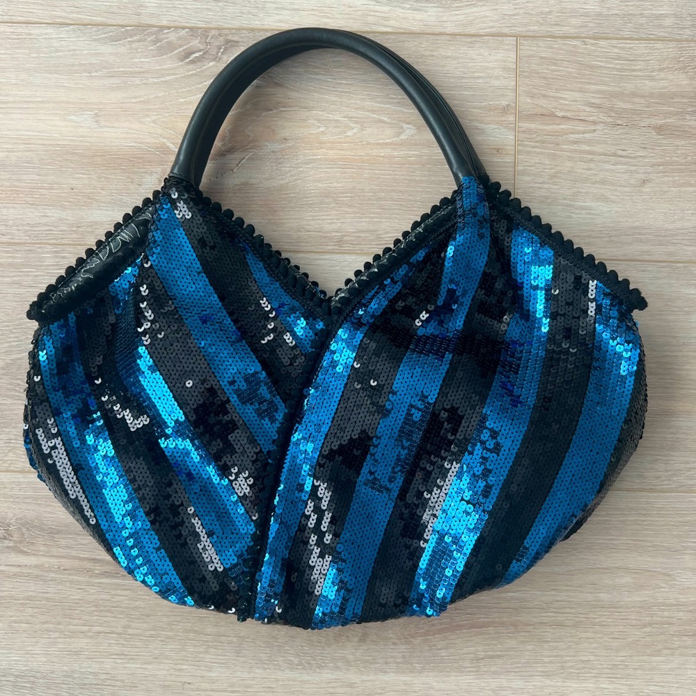 IPA-NIMA Sequin Shoulder Bag | Black and Electric Blue